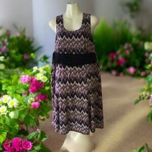 Chelsea Muse dress 14 stretchy purple green black sleeveless nice underneath